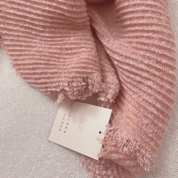 LC LAUREN CONRAD Scarf Fringe Wrap Shawl Blanket Winter Rose Pink One Size - Picture 4 of 9